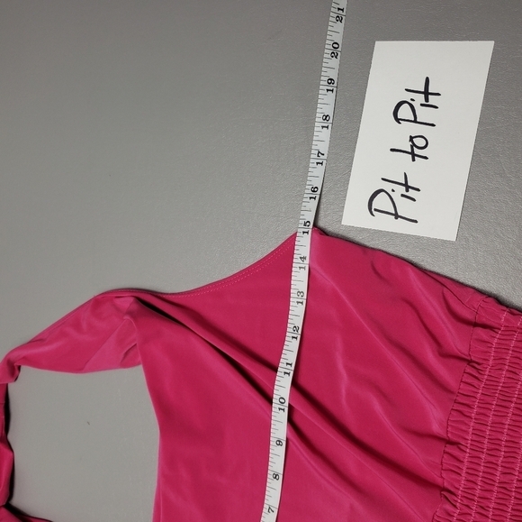3/$15 dots pink stretchy halter top women's size medium - Picture 3 of 9